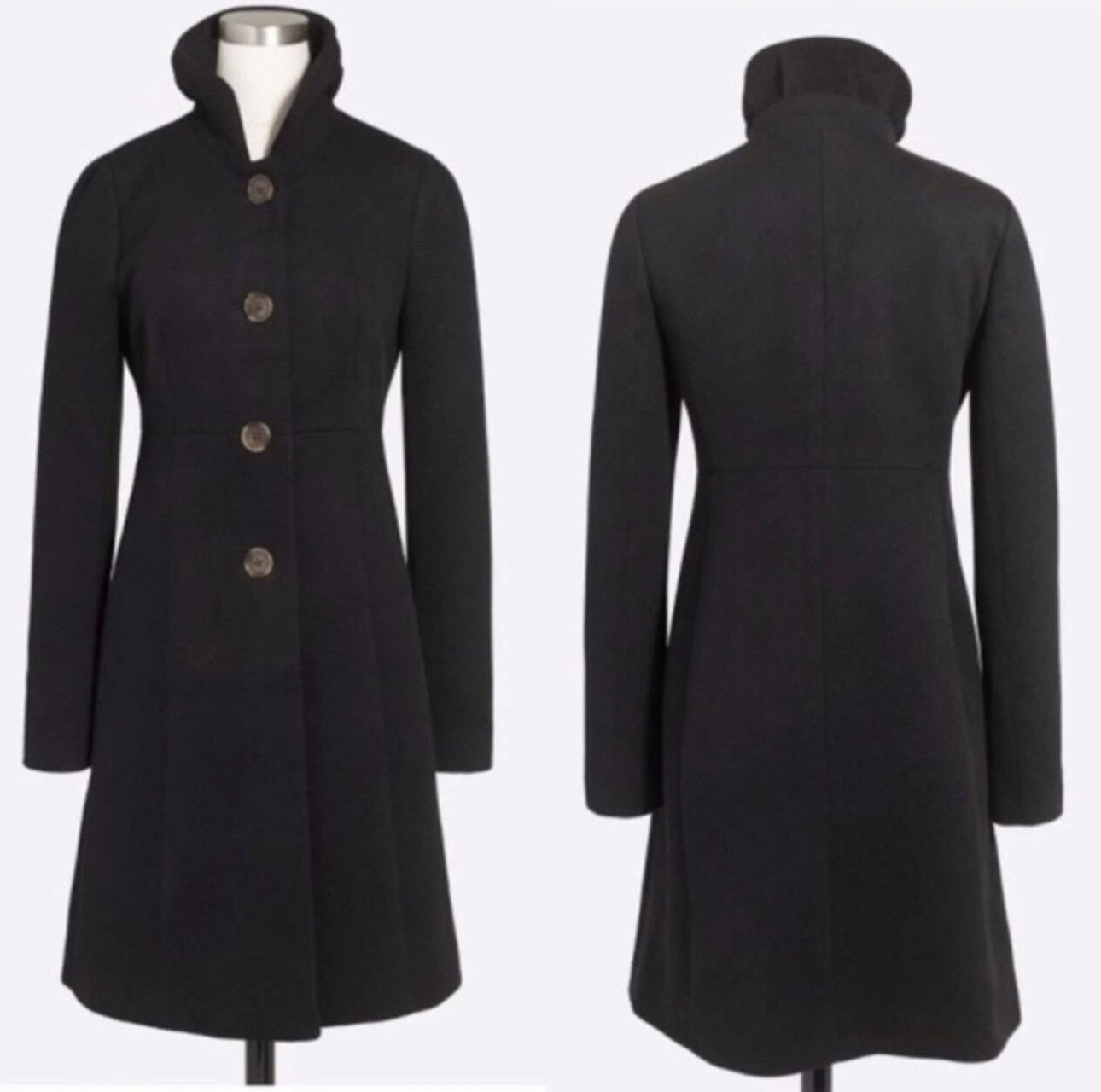 J. Crew Uptown Wool Blend Stand Collar Long Peacoat Dress Coat