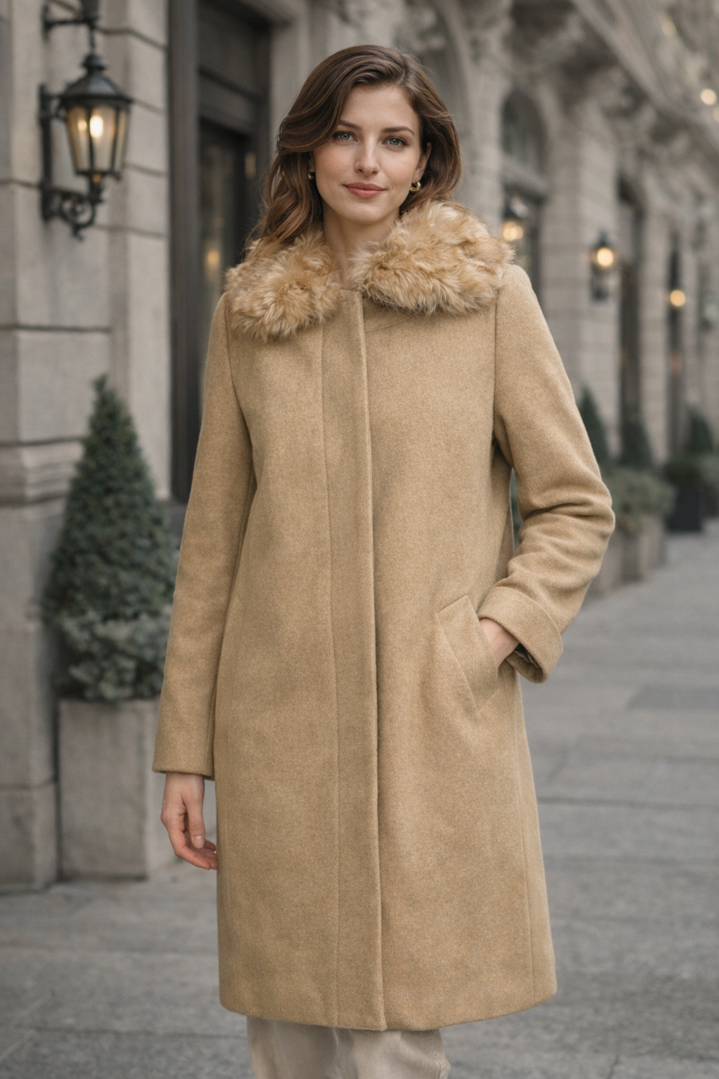 Vintage Banana Republic Wool Coat with Italian Shearling Collar | Size S
