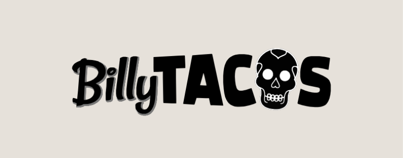 Logo con scritto Billy Tacos e un teschio stilizzato al centro.