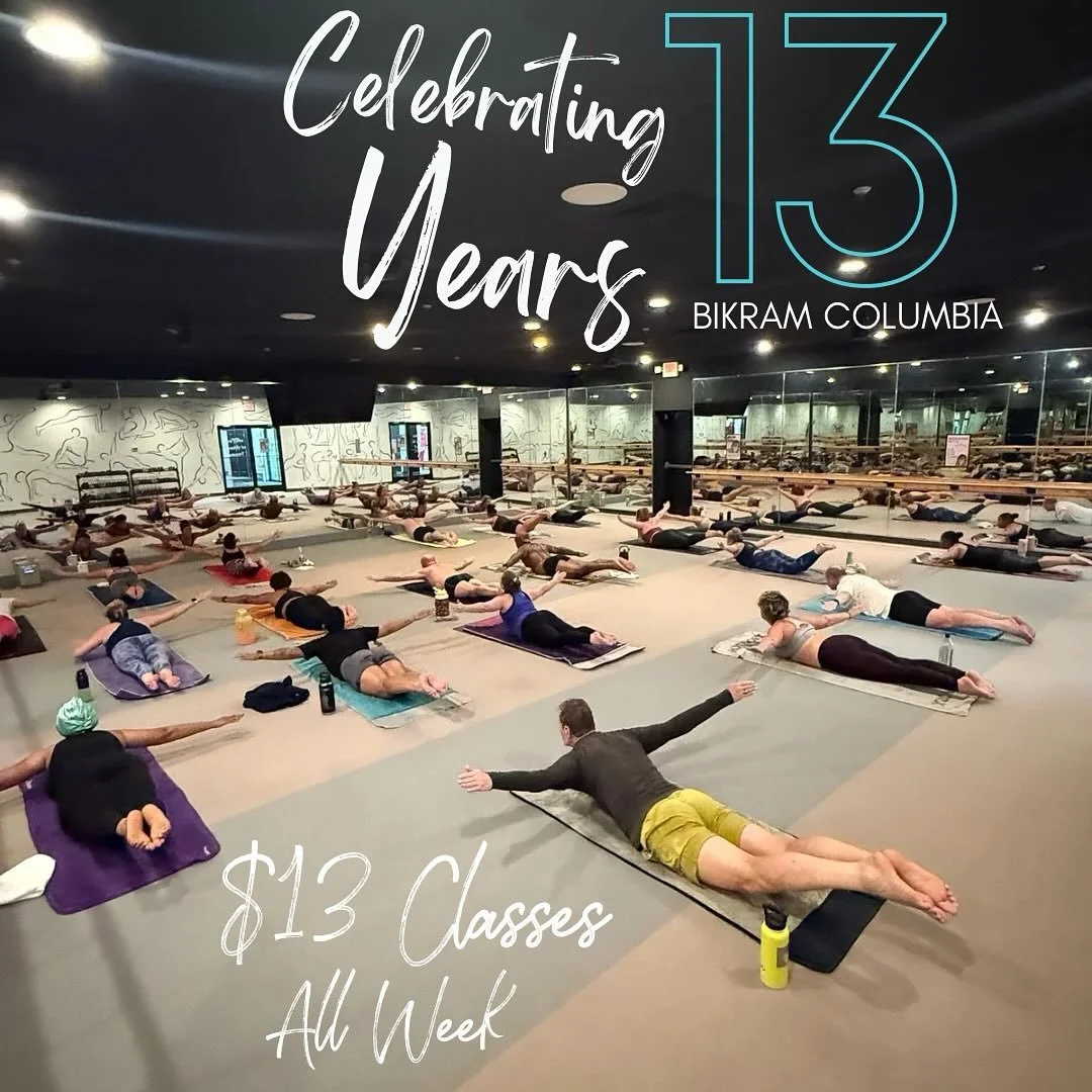 🔥 13 YEARS STRONG 🔥
We kicked off our anniversary week the same way it all began &mdash; with the traditional 90-minute Bikram Yoga class.
When we opened 13 years ago, this was the only class on the schedule. Today, we celebrate how far we&rsquo;ve