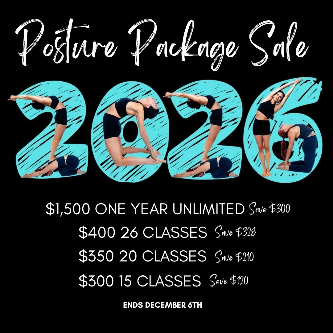 🔥 2026 POSTURE PACKAGES JUST DROPPED 🔥
New year. New goals. New energy &mdash; and our biggest savings of the year.

💪 $1,500 One Year Unlimited &mdash; SAVE $300
💪 $400 / 26 Classes &mdash; SAVE $328
💪 $350 / 20 Classes &mdash; SAVE $210
💪 $30