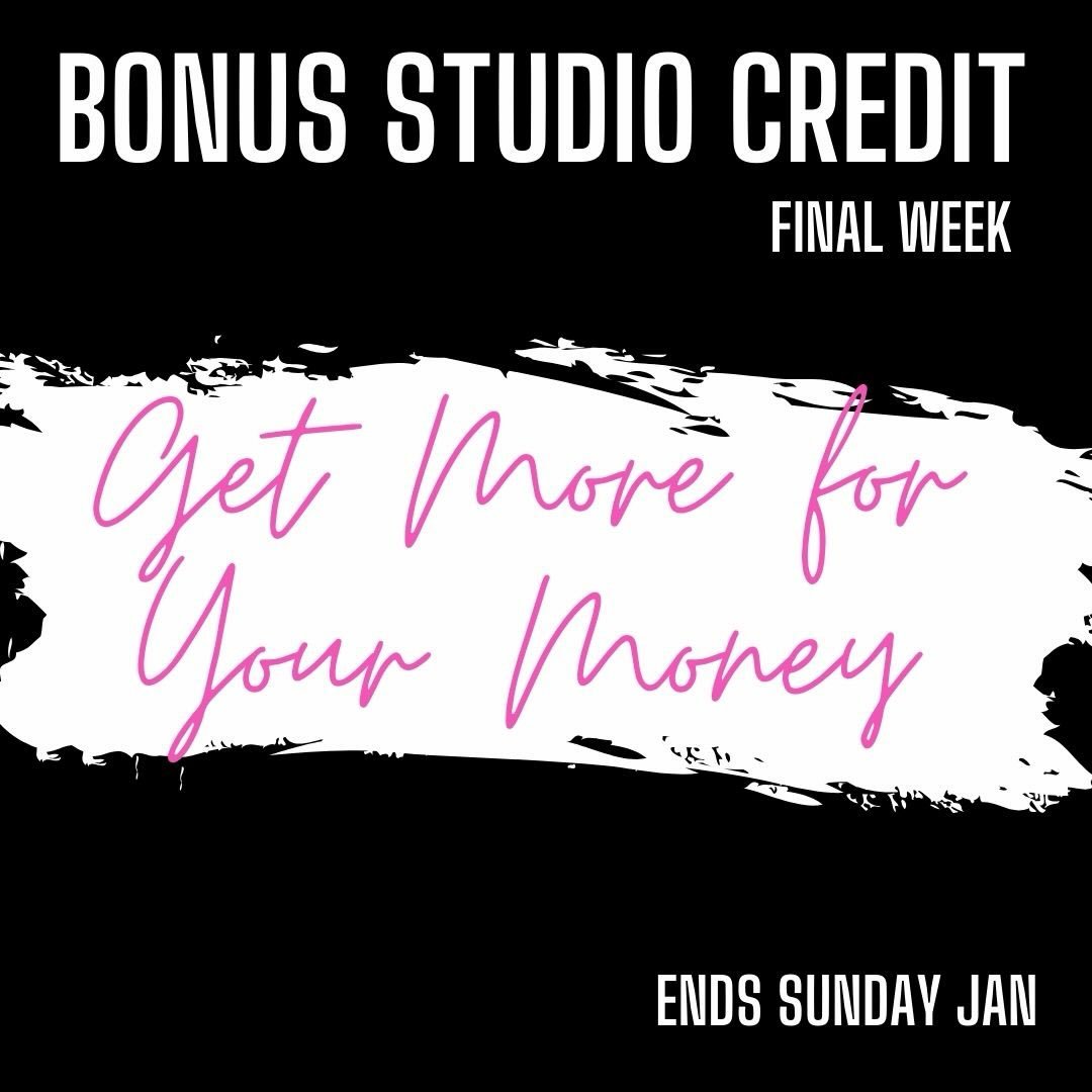 ✨ BONUS STUDIO CREDIT &mdash; FINAL WEEK ✨

Get more for your money.

For a limited time, purchase studio credit and receive FREE bonus dollars added to your account. The more you spend, the more you receive.

👉 Swipe to see the breakdown
⏰ Ends Sun