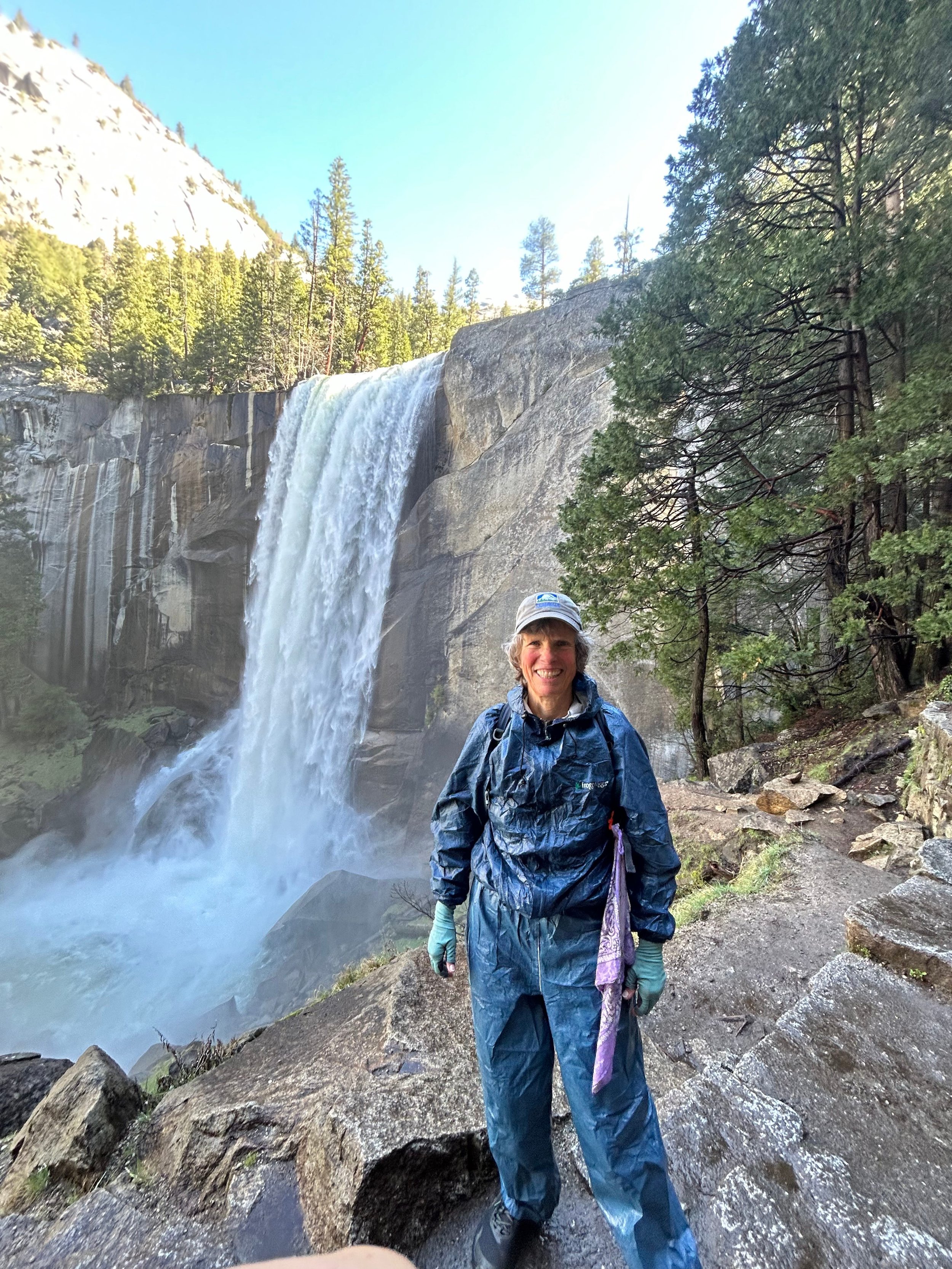 Kathy in front of waterfall