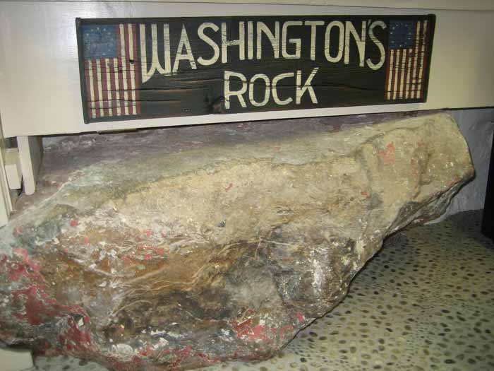 Supposedly George Washington sat on this rock located in the Luke Miller House