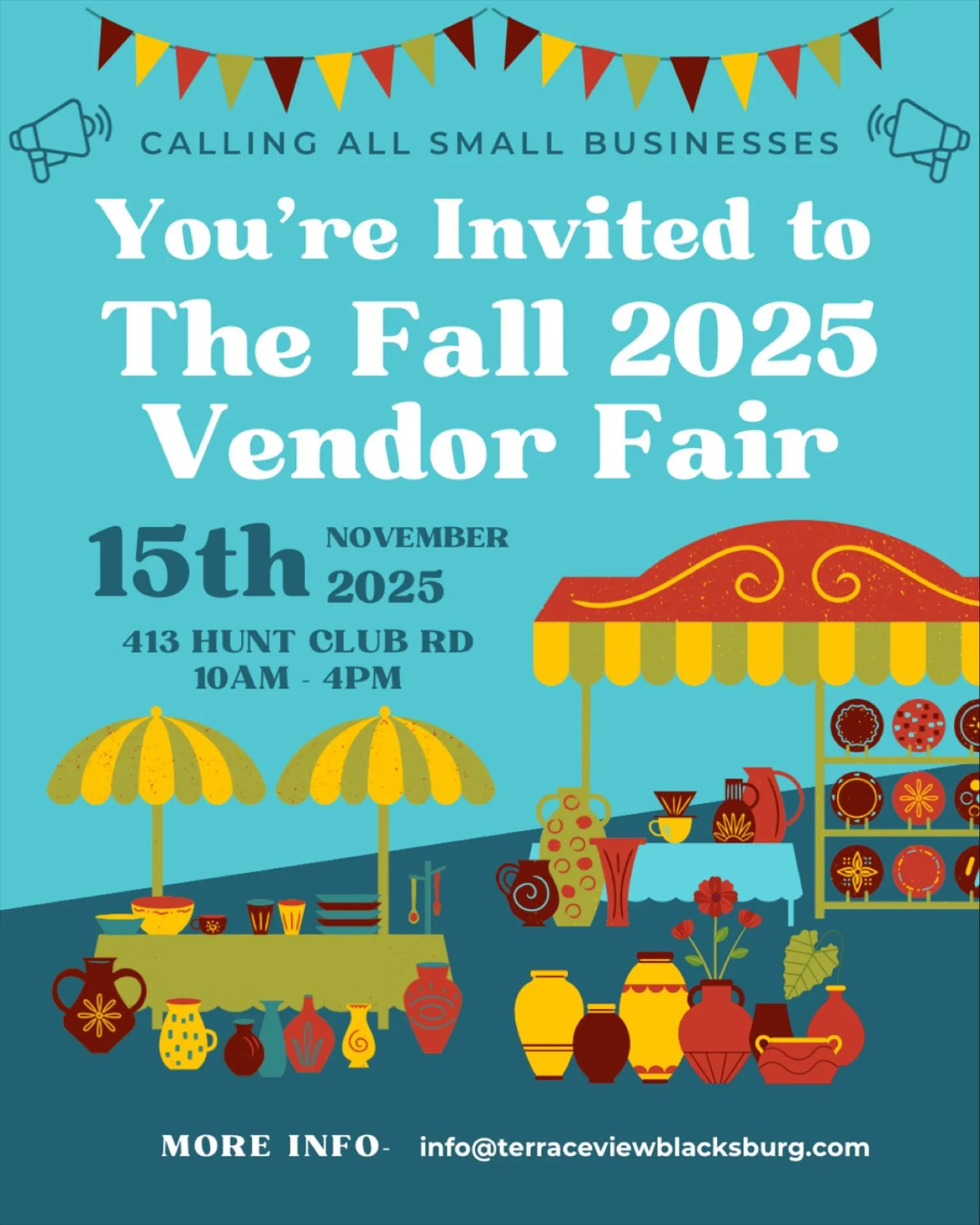 Calling all small businesses! We&rsquo;re looking for vendors to set up at our 2025 Fall Vendor Fair-

We&rsquo;re looking for clubs, athletic programs, bakeries, restaurants, boutiques, food trucks, etc to come out and have a blast meeting new and r