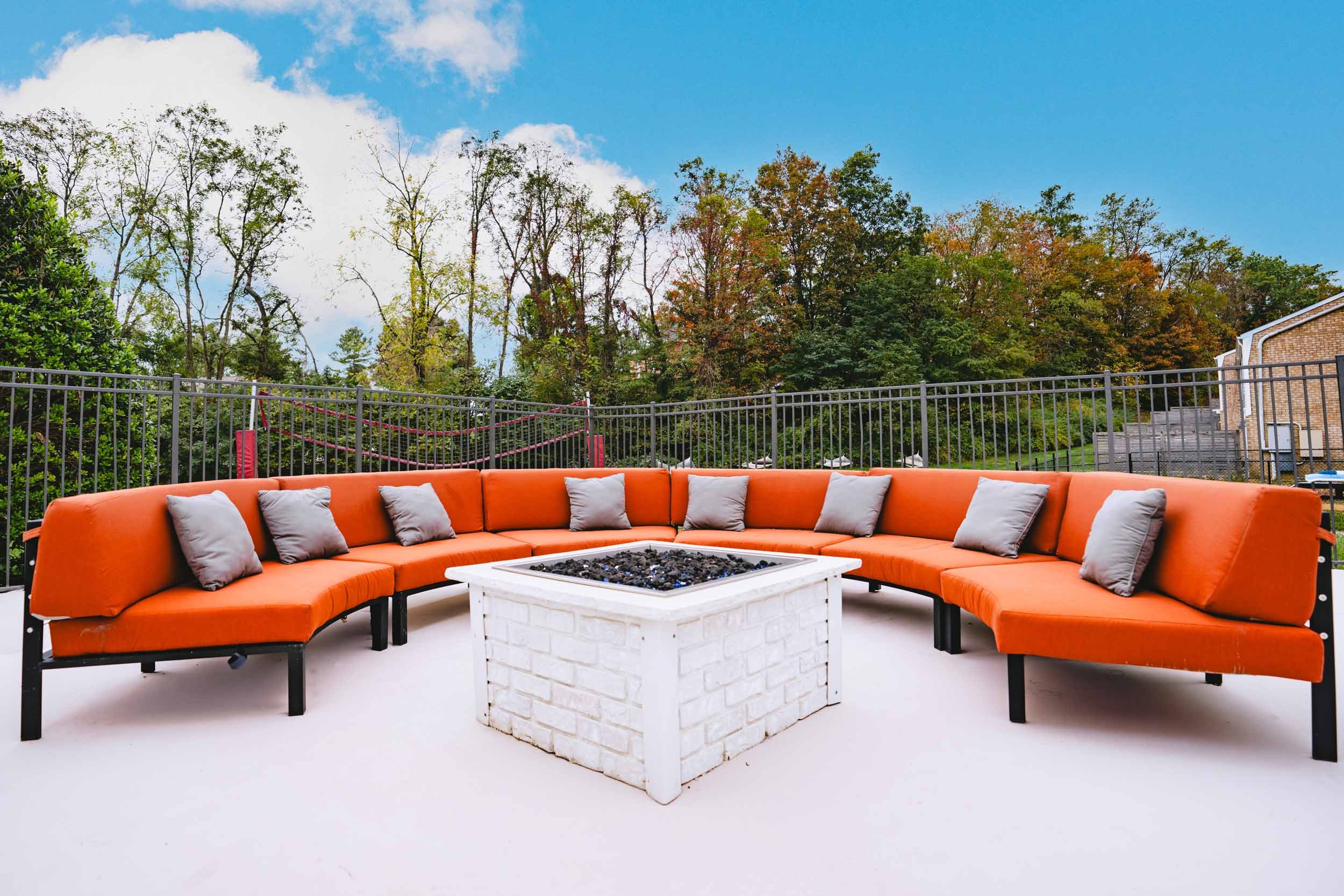 Terrace View | Off-Campus Apartments in Blacksburg, VA | Poolisde Fire Pit