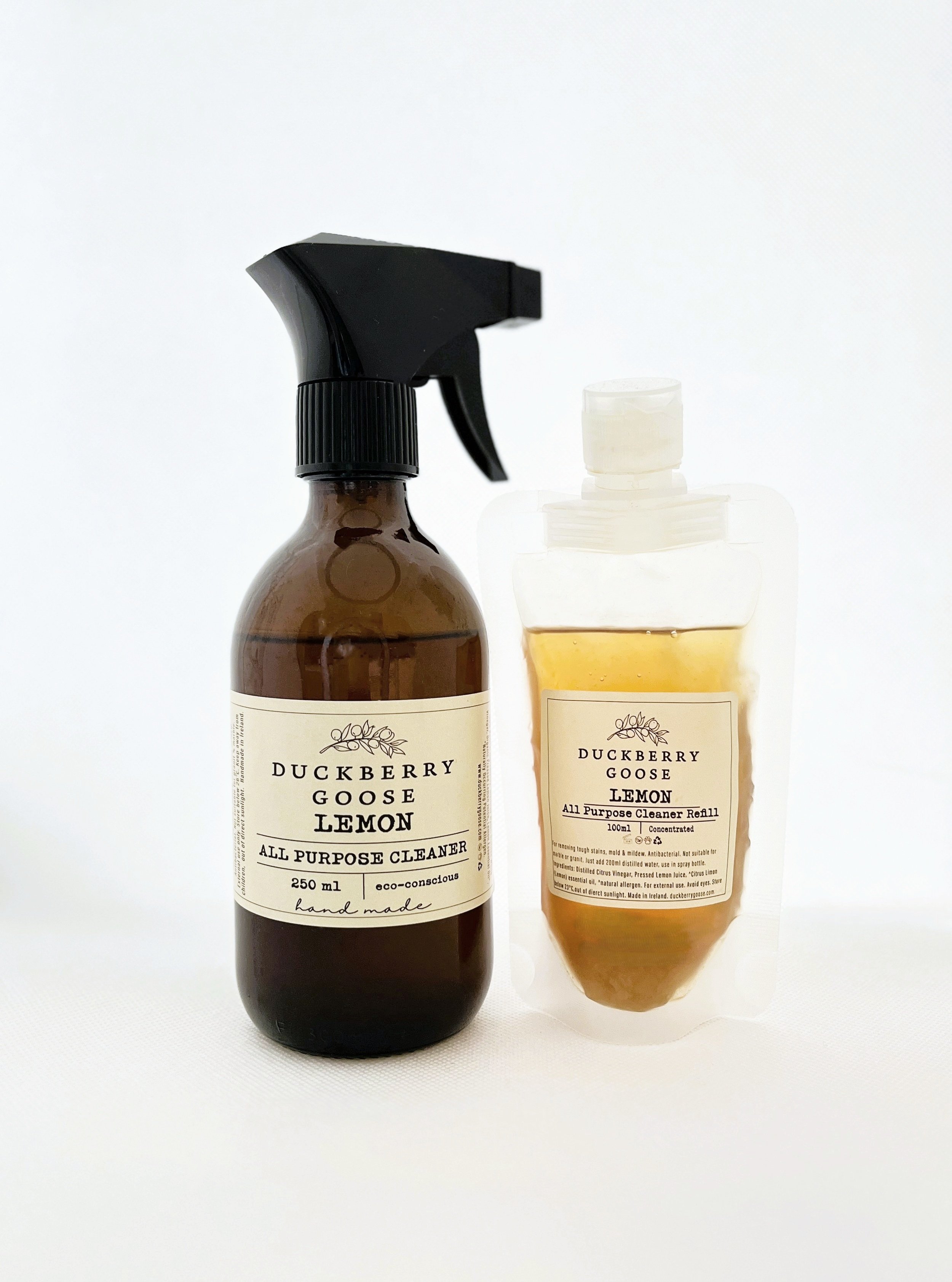 Lemon All Purpose Cleaner Glass bottle and Refill Pouch