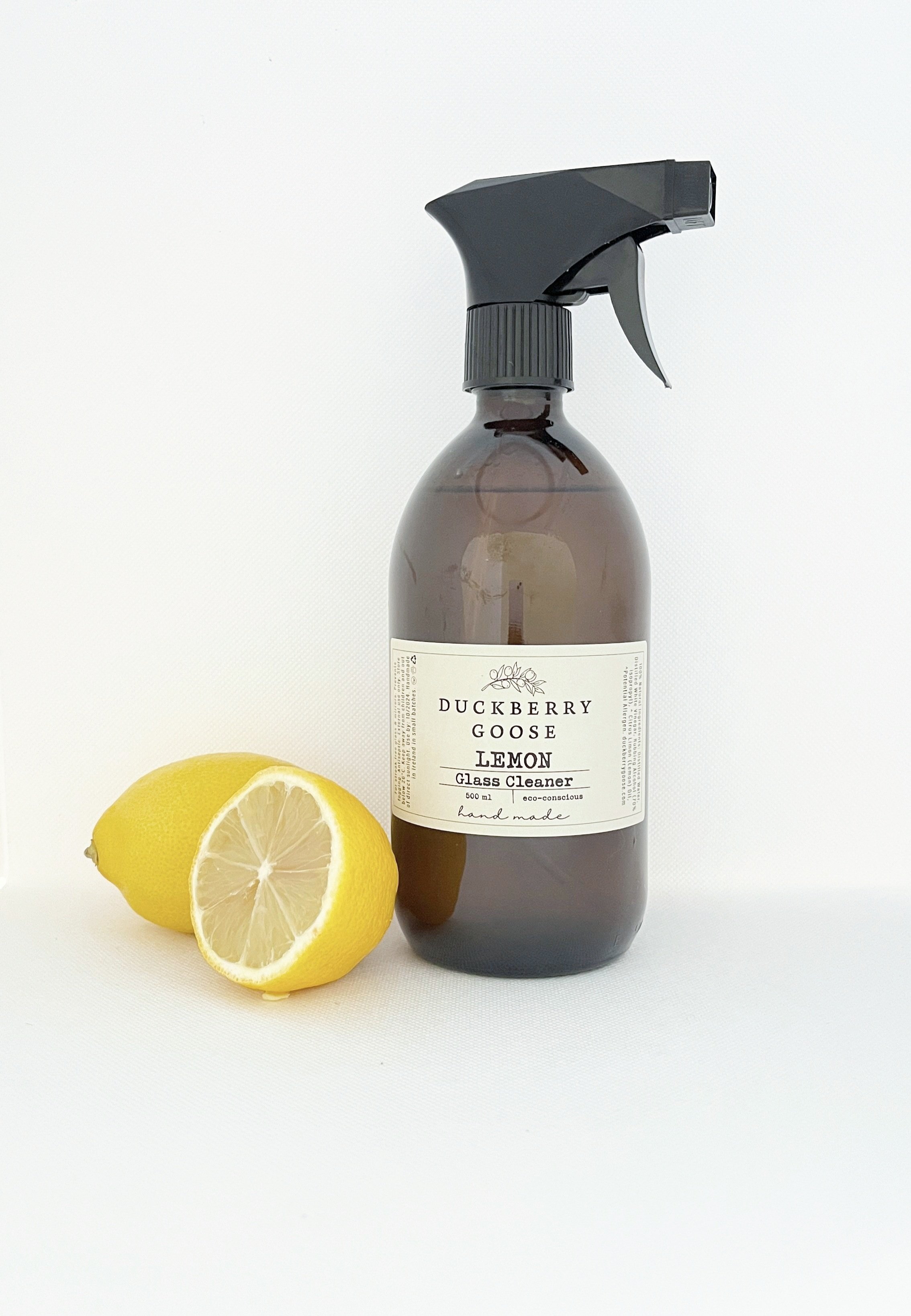 Duckberry Goose Lemon mirror and glass cleaner in amber glass spray bottle