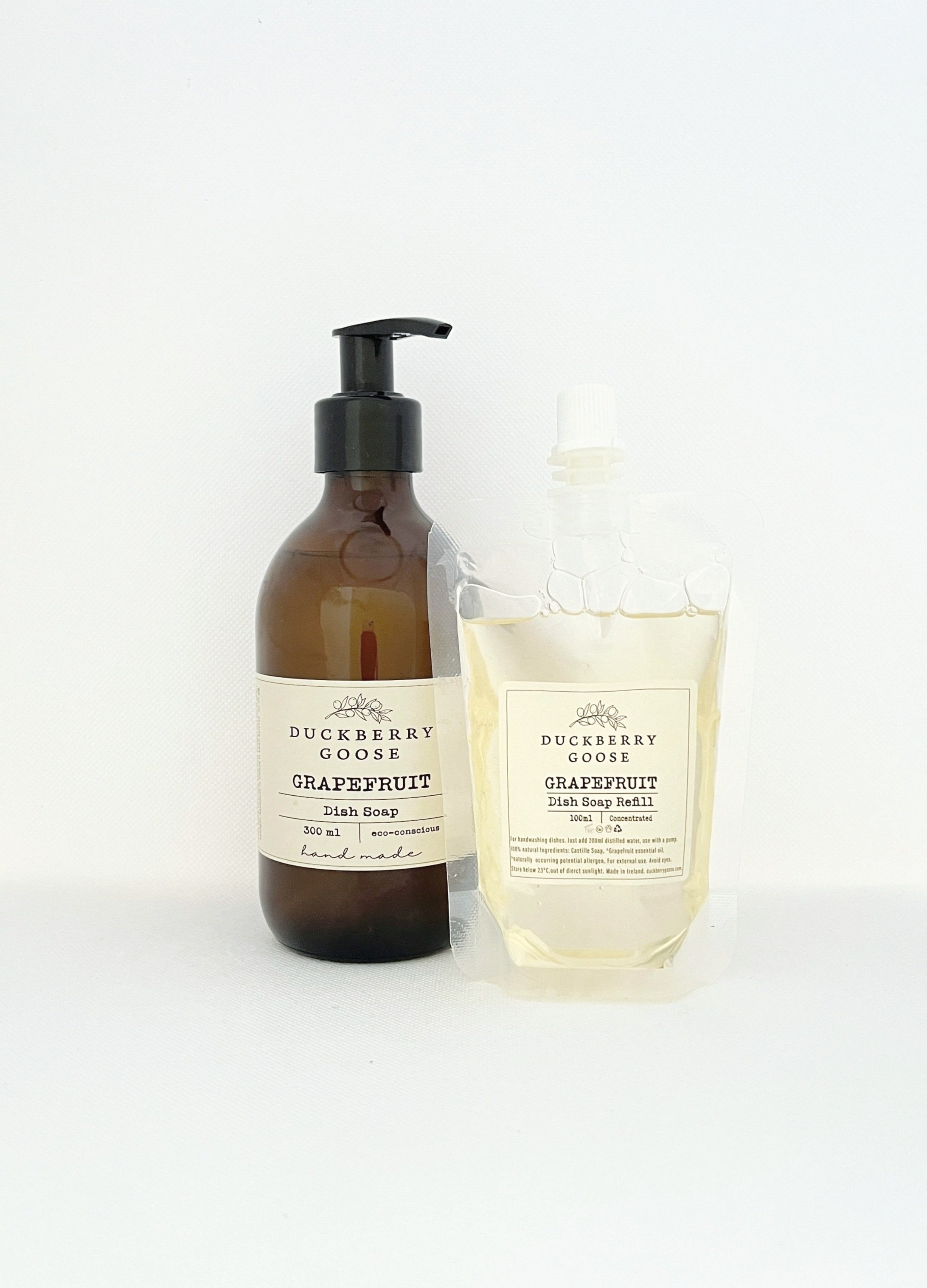 Duckberry Goose Grapefruit Organic Dish soap bottle and refill pouch