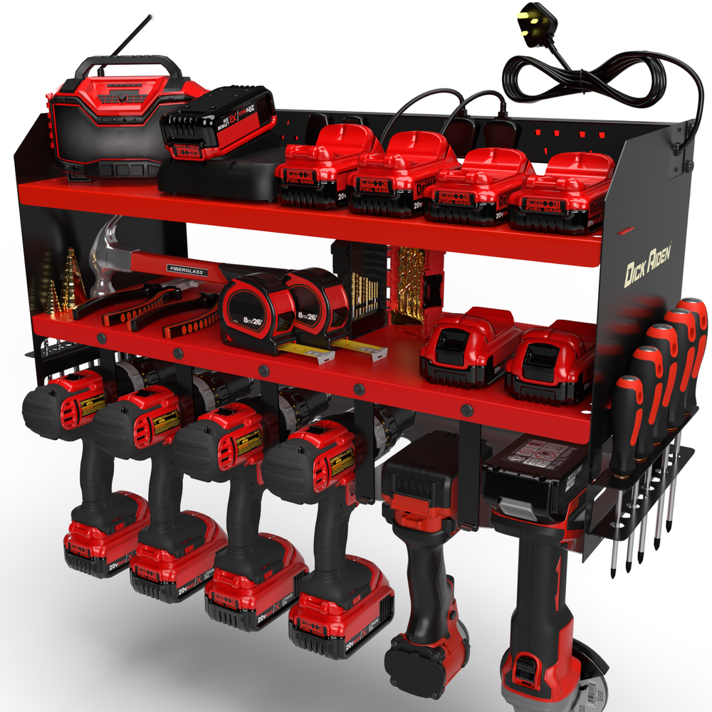 Toolganize Power Tool Organiser, Storage Rack with Power Strip