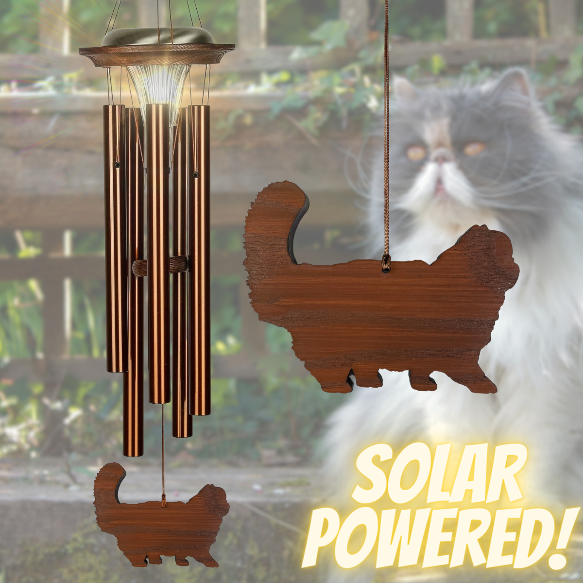  MOONLIGHT SOLAR CHIME 29 INCH WIND CHIME - ENGRAVEABLE CAT SAIL - BRONZE