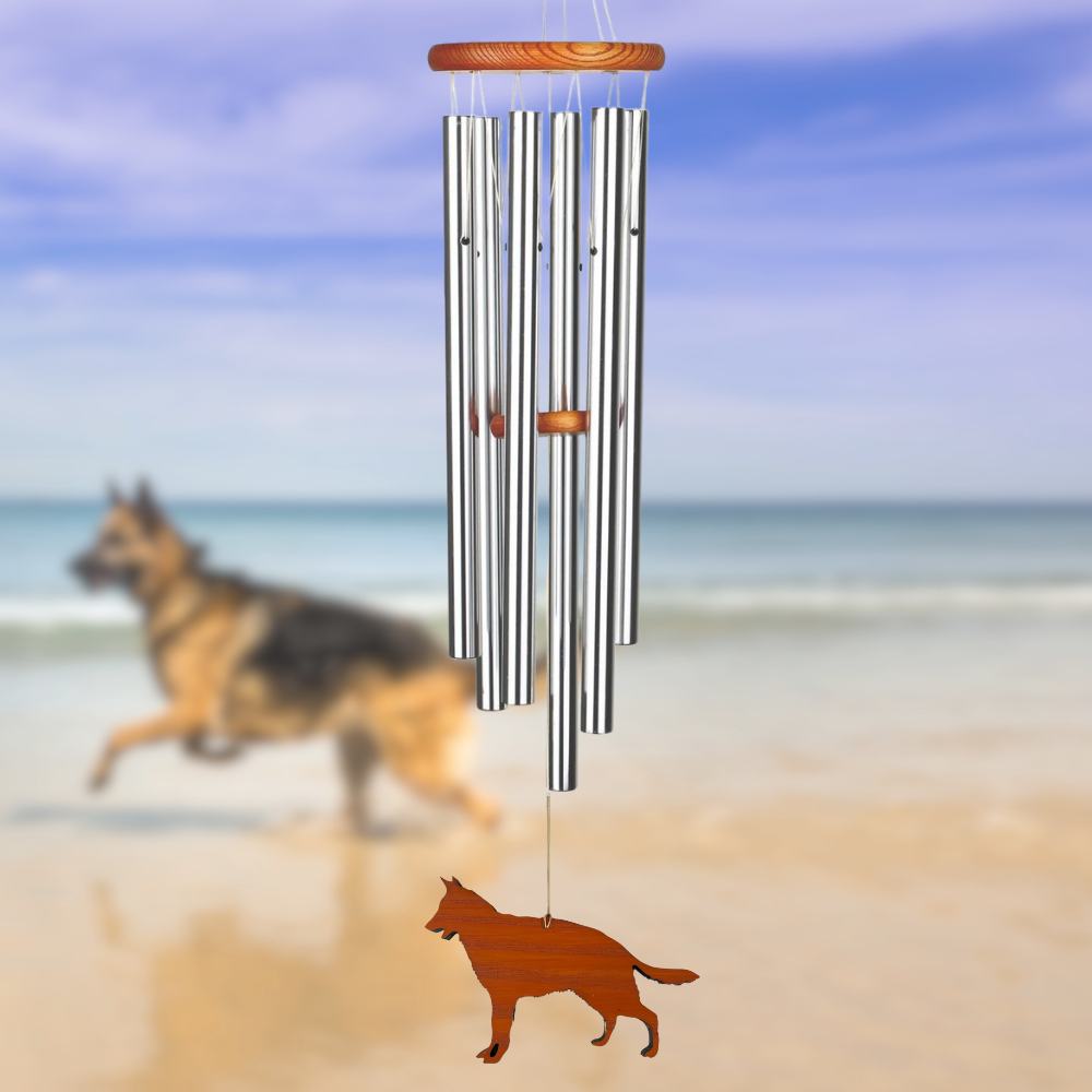 AMAZING GRACE SILVER 40 INCH WIND CHIME - ENGRAVABLE DOG SAIL