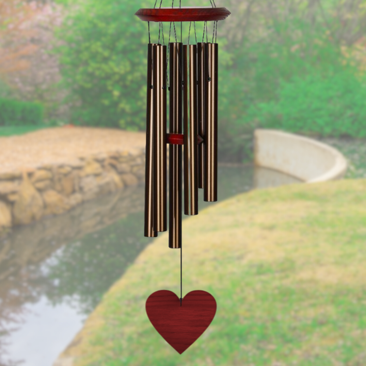 27 INCH CHIMES OF PLUTO WIND CHIME - BRONZE - HEART