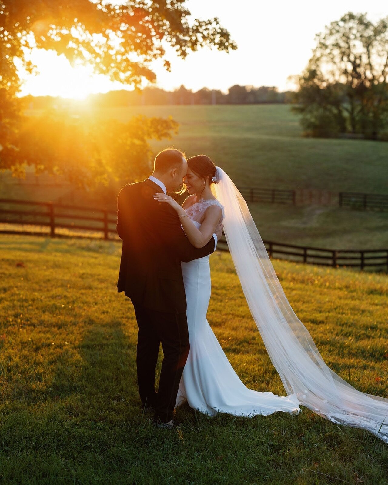 The sun typically sets during/after dinner at a Kentucky wedding (May-October). After you eat and visit a table or two step away from the reception for a breather and some sunset photos. They look amazing and are a perfect time to slow down and conne