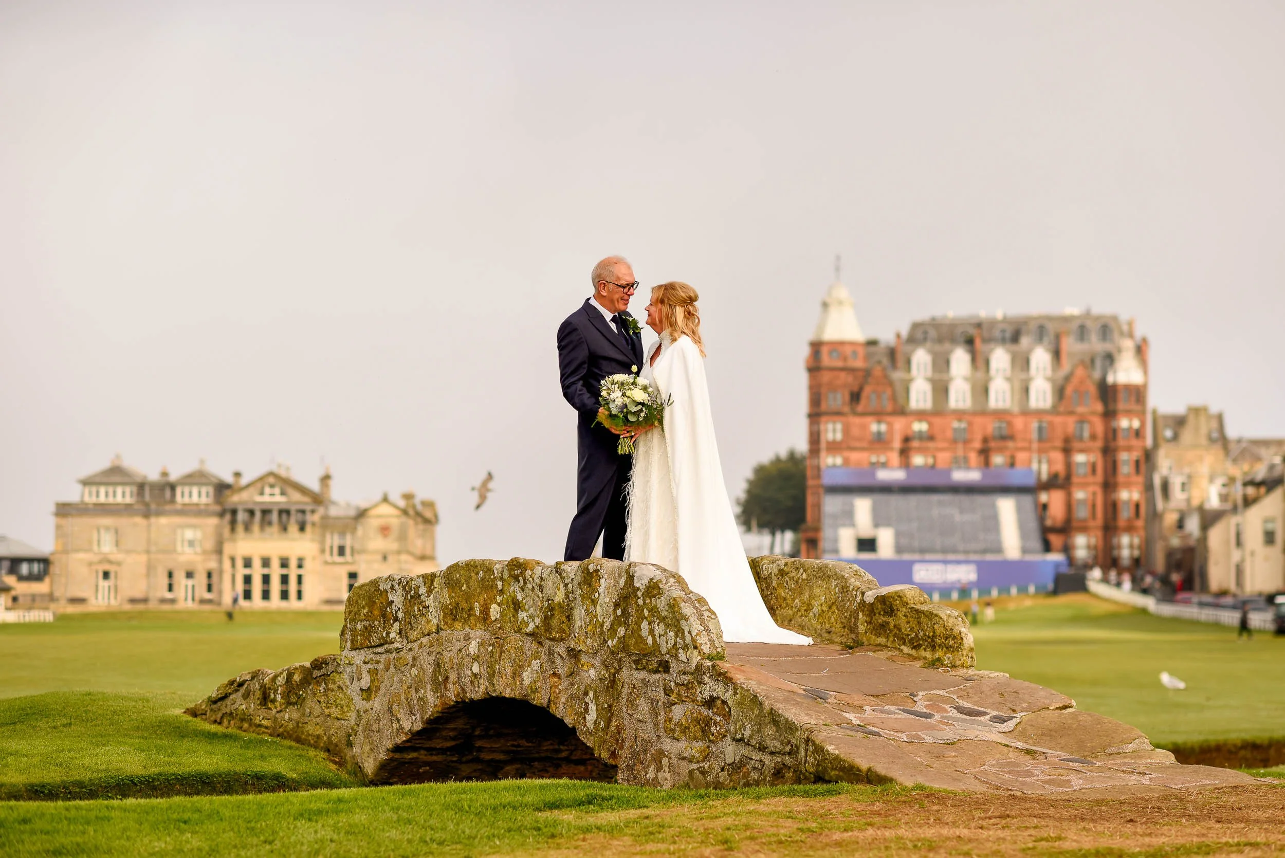 The wedding couple at The Old Course, St Andrew's, Fife
