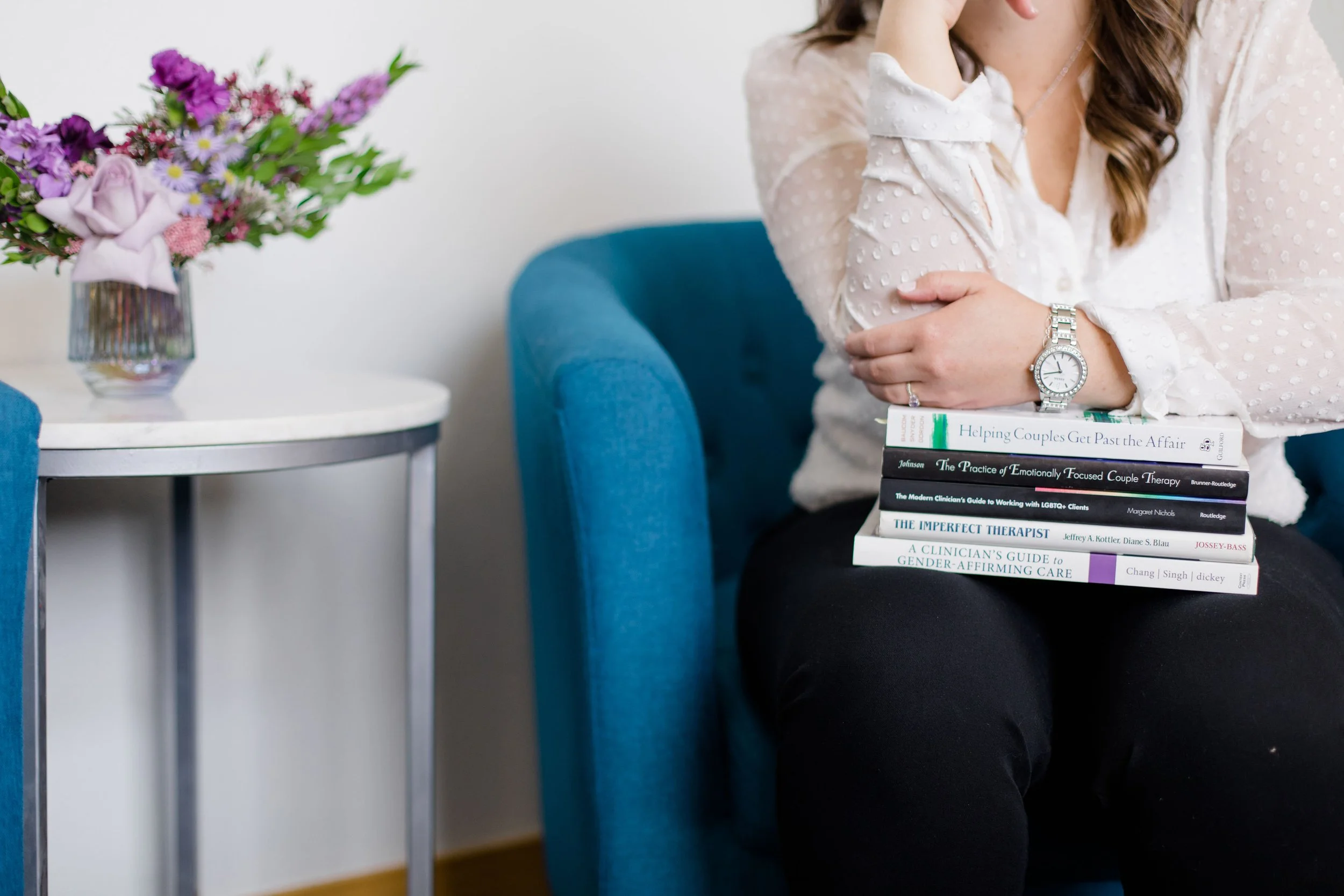Relationship counselor with counseling books