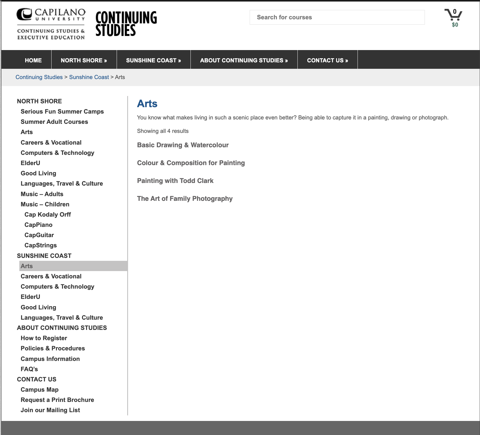 Previous continuing studies listing page