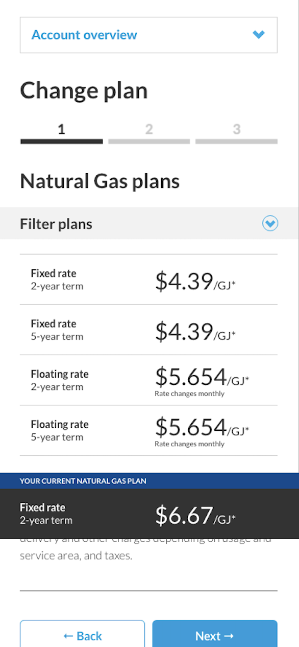 Example of a way to compare utility rates in a listing