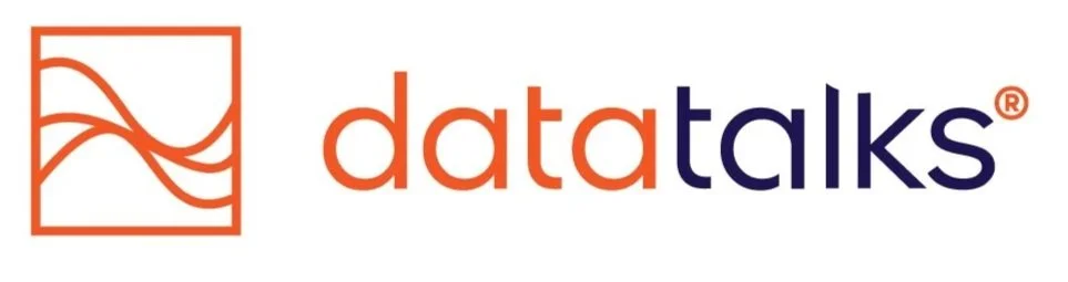 The logo of Data Talks, with an abstract wave design inside a square outline