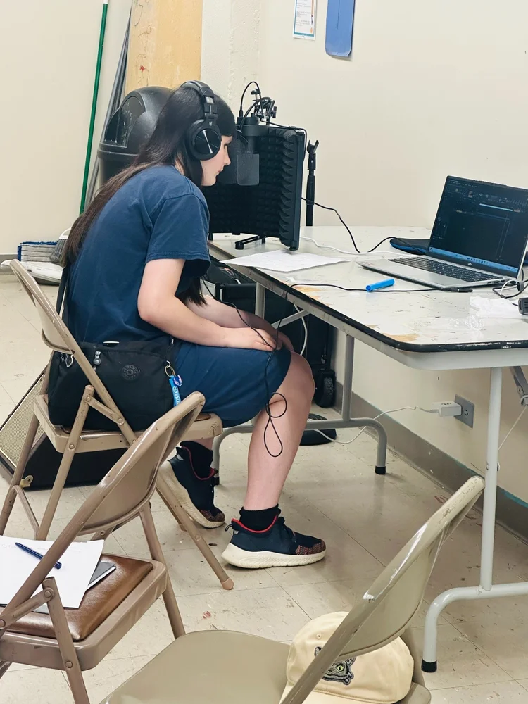 A participant recording in the studio