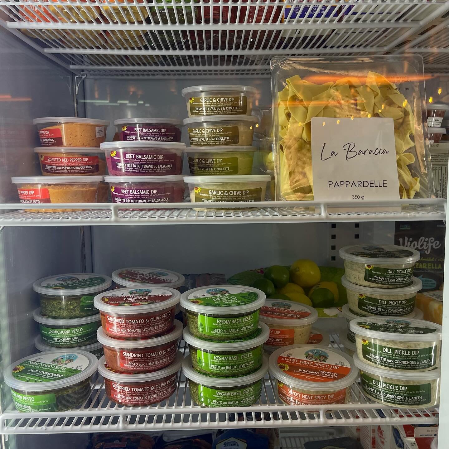 Look at our full line of dips and pestos at @thestoreincherryvalley 😍 ready for 🇨🇦Day