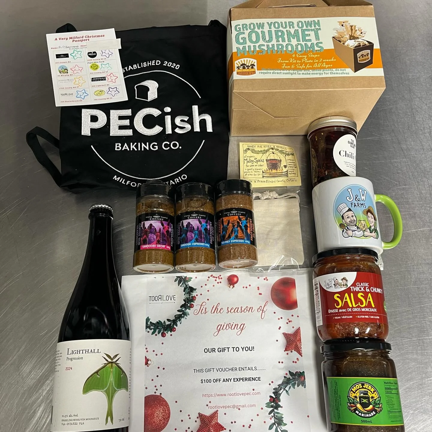 WINNER #1 - Bill Stearman!! Thank you for coming to our A Very Milford Christmas Tour this past weekend. All businesses involved appreciate your support.
Here is your prizes:
@lighthallvineyards Progression wine
@pecishbaking.co apron
@jwfarms_pec sa