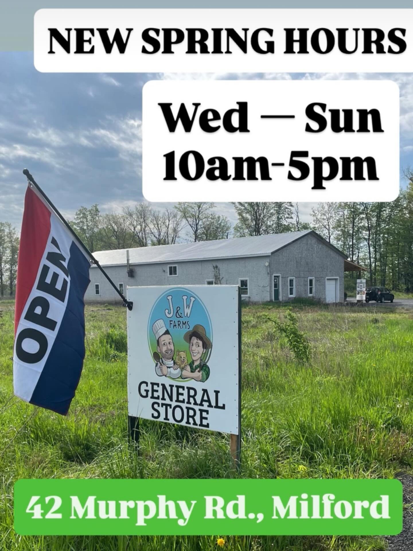 Starting today we&rsquo;re switching to Spring hours! Come visit us Wednesday through Sunday, 10am-5pm. 
House-made salads are back! Dips, soups, salsas, frozen meals, local products and small batch items.
42 Murphy Rd., Milford