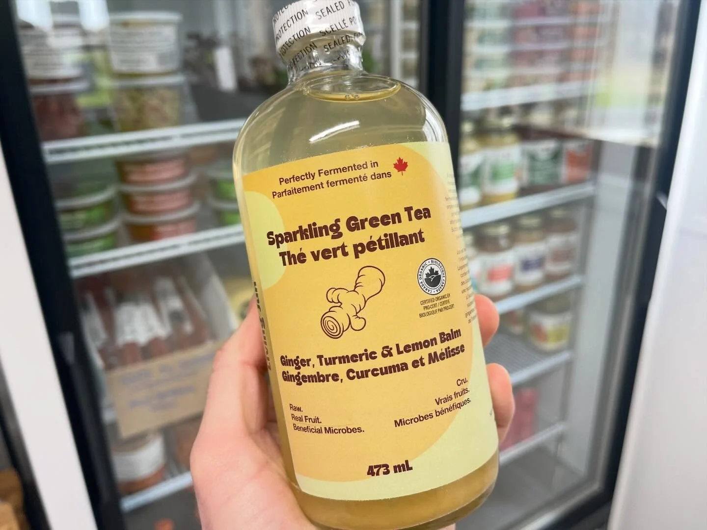 NEW from @sipbooch &mdash; Certified organic Sparkling Green Tea with ginger,  turmeric &amp; lemon balm, and refreshing organic Raspberry Lemonade Kombucha! We&rsquo;re open Wed-Sun, 10-5