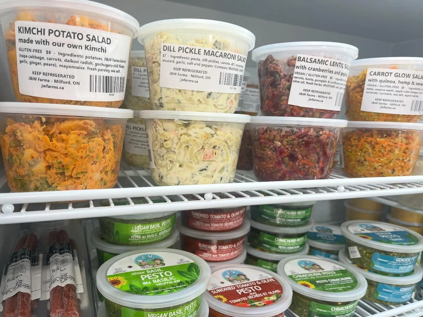 Check out our salad lineup for this weekend: Kimchi Potato Salad, Dill Pickle Macaroni, Lentil Balsamic, Carrot Glow 😋😋😋I&rsquo;M HUNGRY ALREADY!