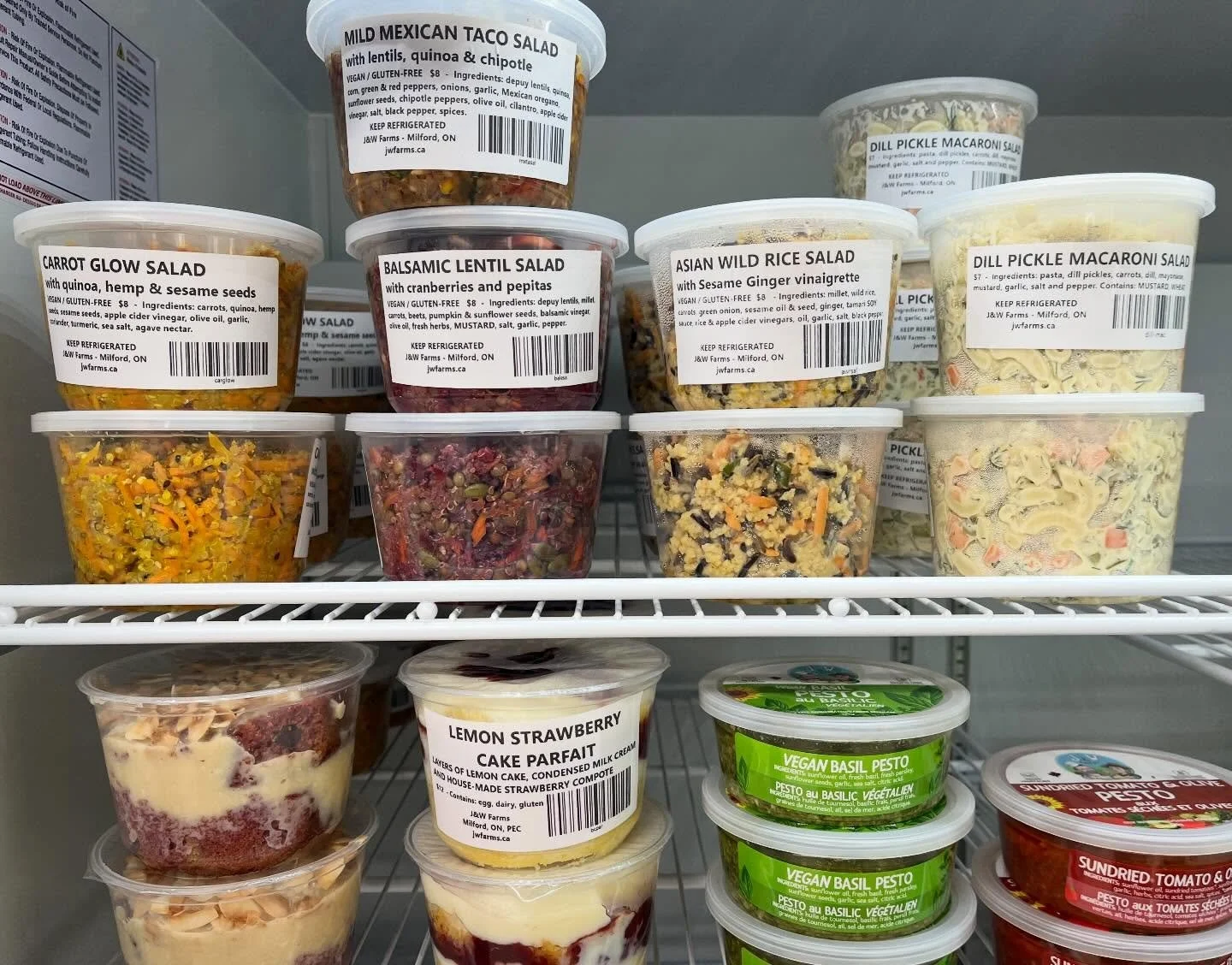 Our store is fully stocked with fresh salads, including the super popular Dill Pickle Macaroni!
@pegspatties restocked our freezer with all flavours in their new packaging. New @sipbooch fermented beverages. We&rsquo;re open everyday, 10-5