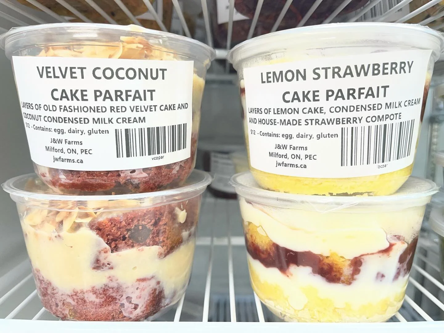 Two new flavours of cake parfait available at our store, plus Brazilian cheese rolls, raw vegan cashew truffles, and a new batch of Queso has been made!