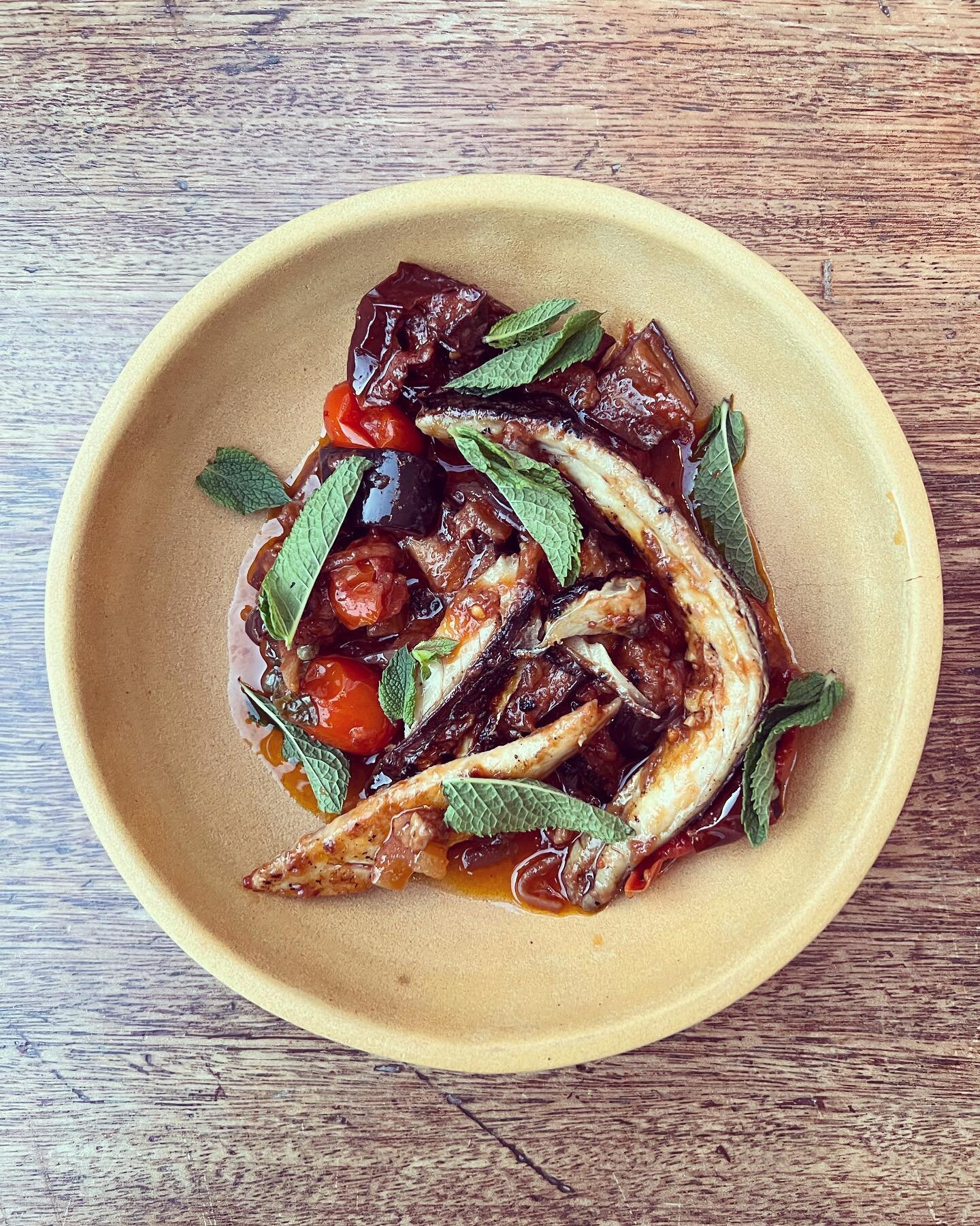 One of many delicious recipes Thom picked up whilst working in Sicily - Palermo style caponata with cured &amp; grilled mackerel.. on the menu for the next week or two! @thomeagle 

#palermo #sicily to #margate #caponata di #sgombro #sicilia #sudital