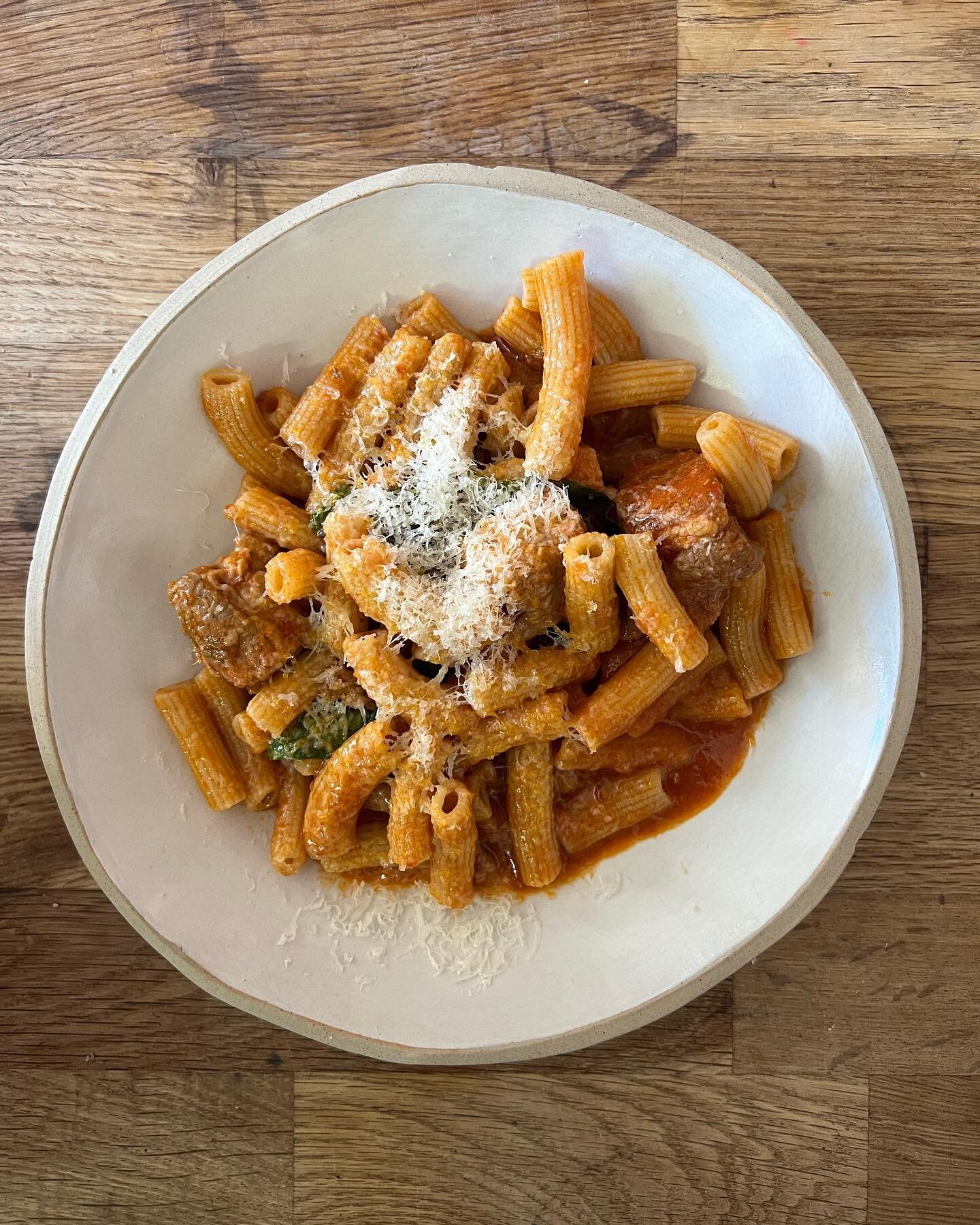 We&rsquo;ve tables free this week, pop us an email, DM, or walk by! 

This will be one of the week&rsquo;s dishes - Ziti al sugo di capra - a rich and spicy rag&ugrave; with slow cooked goat shoulder and fried peppers, with homemade wholegrain ziti p