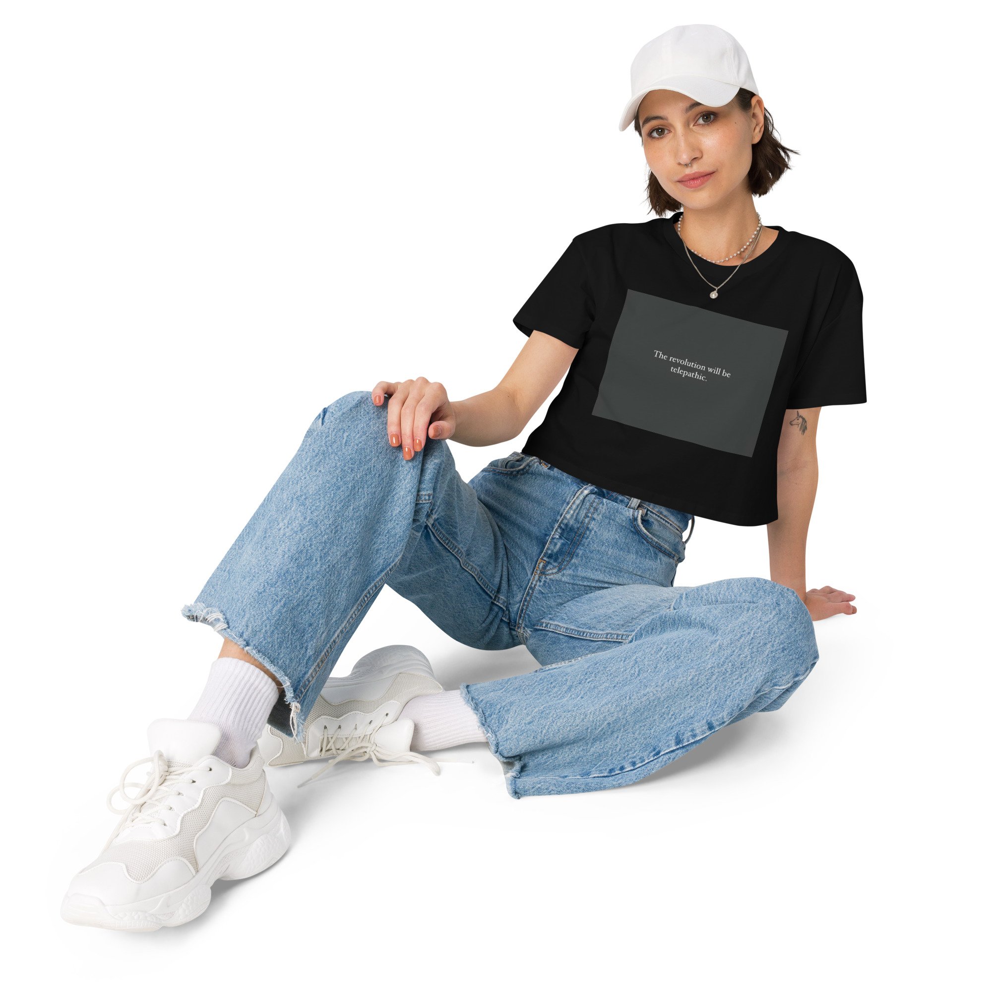 The Revolution Will Be Telepathic Women’s crop top