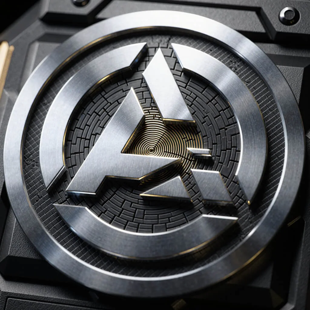 Hyperreal metallic insignia featuring the Alpha symbol embedded in concentric circular grooves, rendered in brushed steel and gold tones, symbolizing precision, focus, and structural coherence within the Peak Performance OS Alpha-Gating architecture.