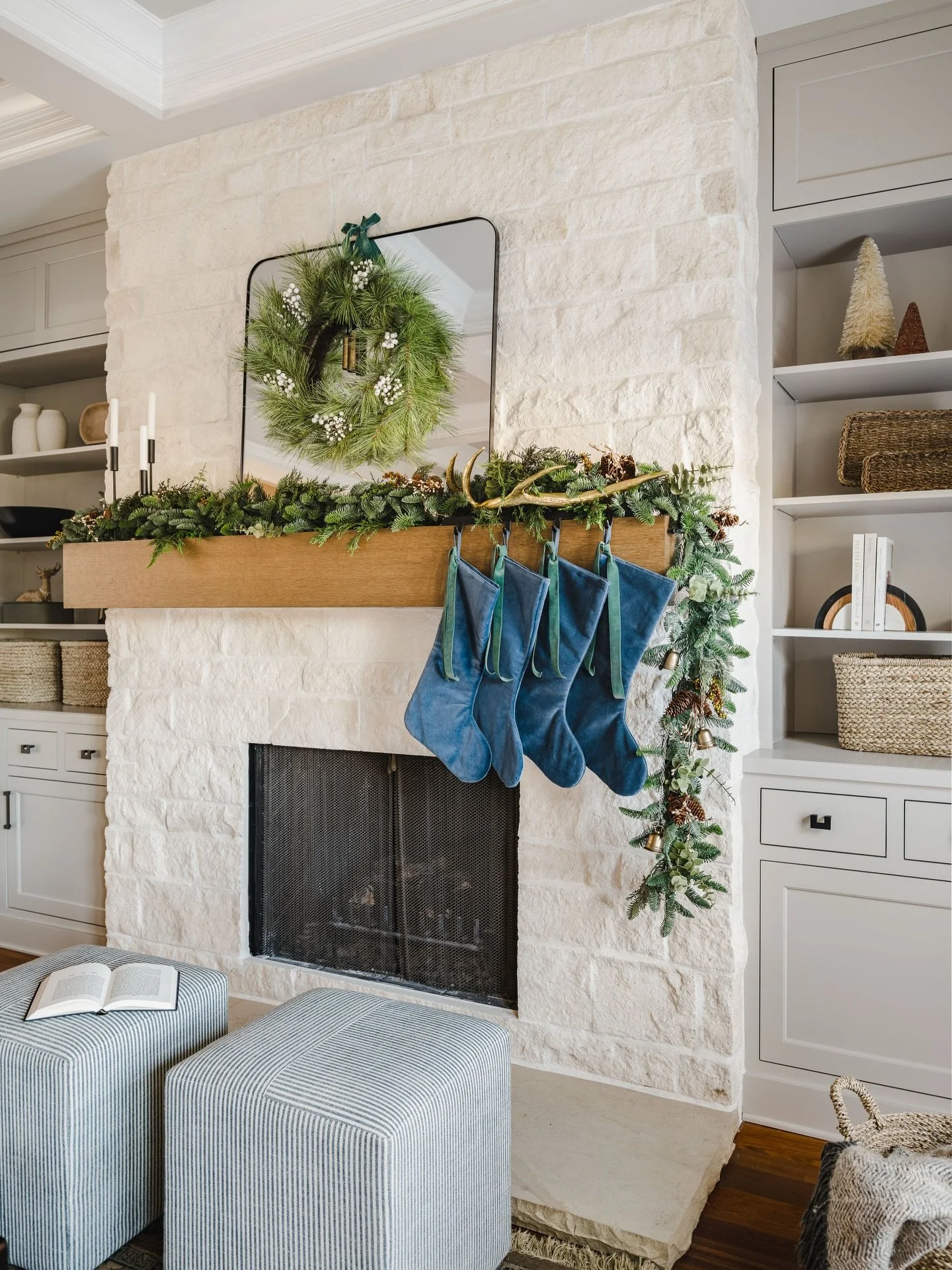 The stockings were hung by the chimney with care&hellip;

📷: @tiffanyringwald 
👷🏻&zwj;♂️: @watershedbuilders 

Charlotte Holiday Decorations | Transitional Holiday Decor | Charlotte Interior Designer | Charlotte Home Design | Charlotte Holiday Sty
