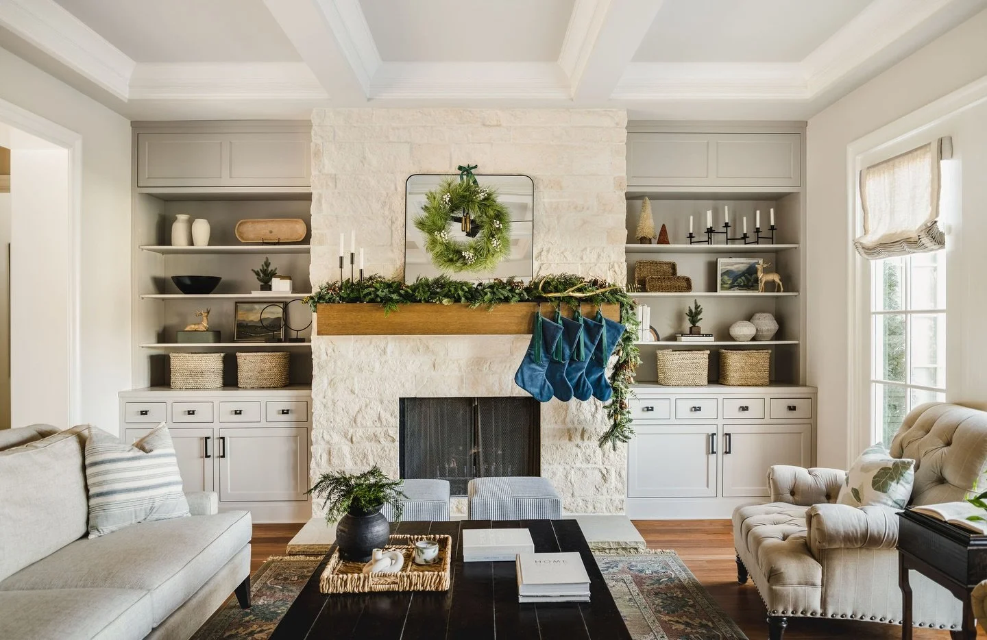 We&rsquo;re making a list and checking it twice (okay, maybe three times 😉). Santa&rsquo;s coming to town - and our #WhiteChristmas fireplace is ready. 🎅🏻

📷: @tiffanyringwald 
👷🏻&zwj;♂️: @watershedbuilders 

Charlotte Holiday Decor | Charlotte