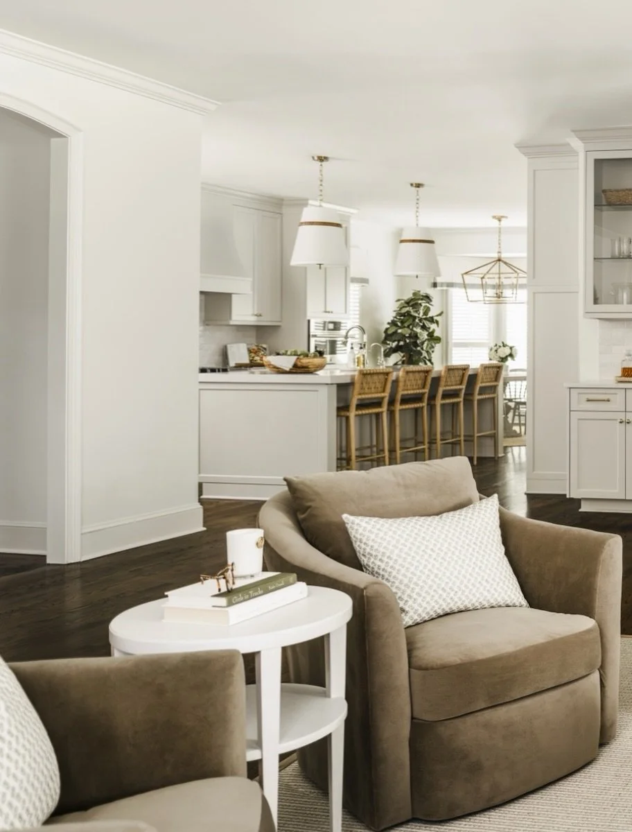 A pair of velvet swivel chairs adds softness, texture, and a sense of balance to the #MadeInMontibello family room, making the space feel as comfortable as it is refined. 🤎

📷: @tiffanyringwald 
🏠: @pfahlarchitects 

Montibello, NC | Montibello Ho