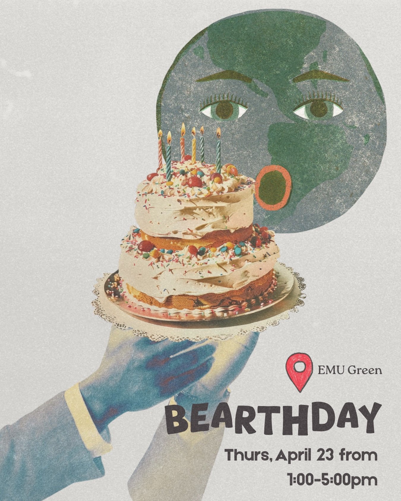 Join us for mother Earths (late) birthday on April 23rd at the EMU green! There will be fun crafts/activities provided by other sustainable clubs &amp; a bouncy obstacle course! See u soooooon!!! 🌳🌳🌳