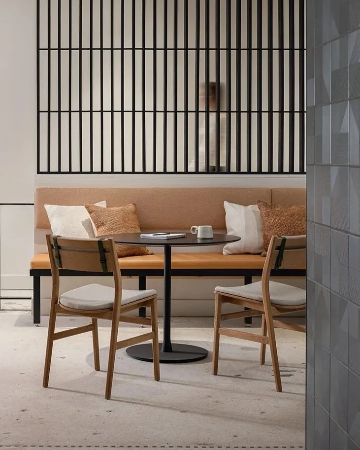 Siggsbee Chair Wood: Honey, Upholstery: Camira - Gravity, Wheat, Strap: Nylon - Olive Drab, Black