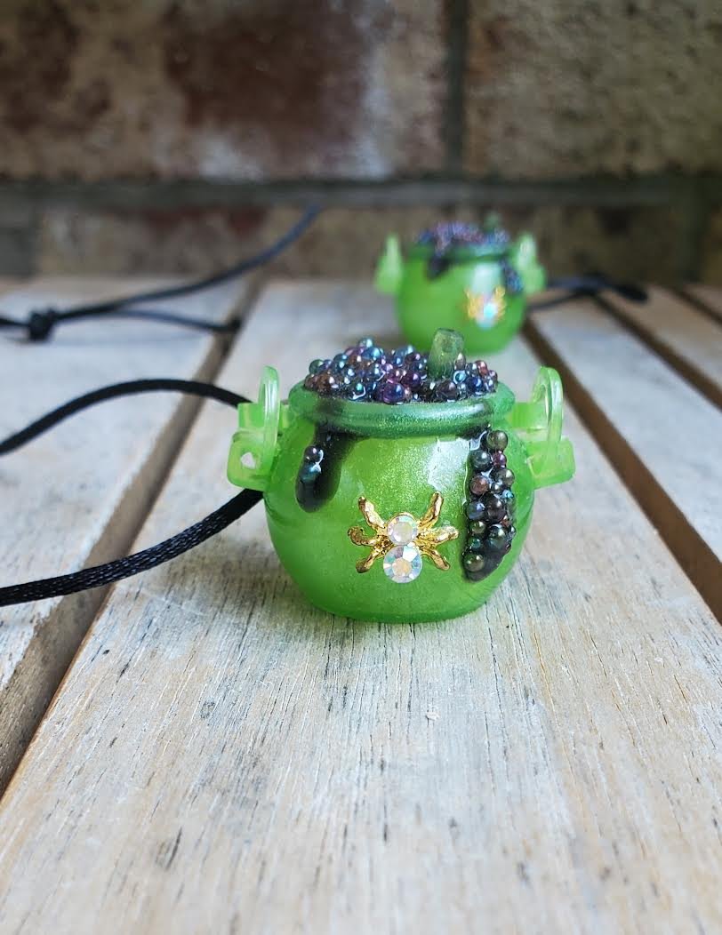Green Bubbling Cauldron Necklace