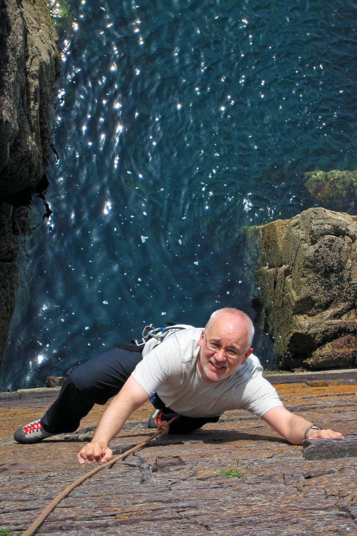 Mark - my friend and companion on mountain and water adventures - Red Wall, Porthclais, 2012