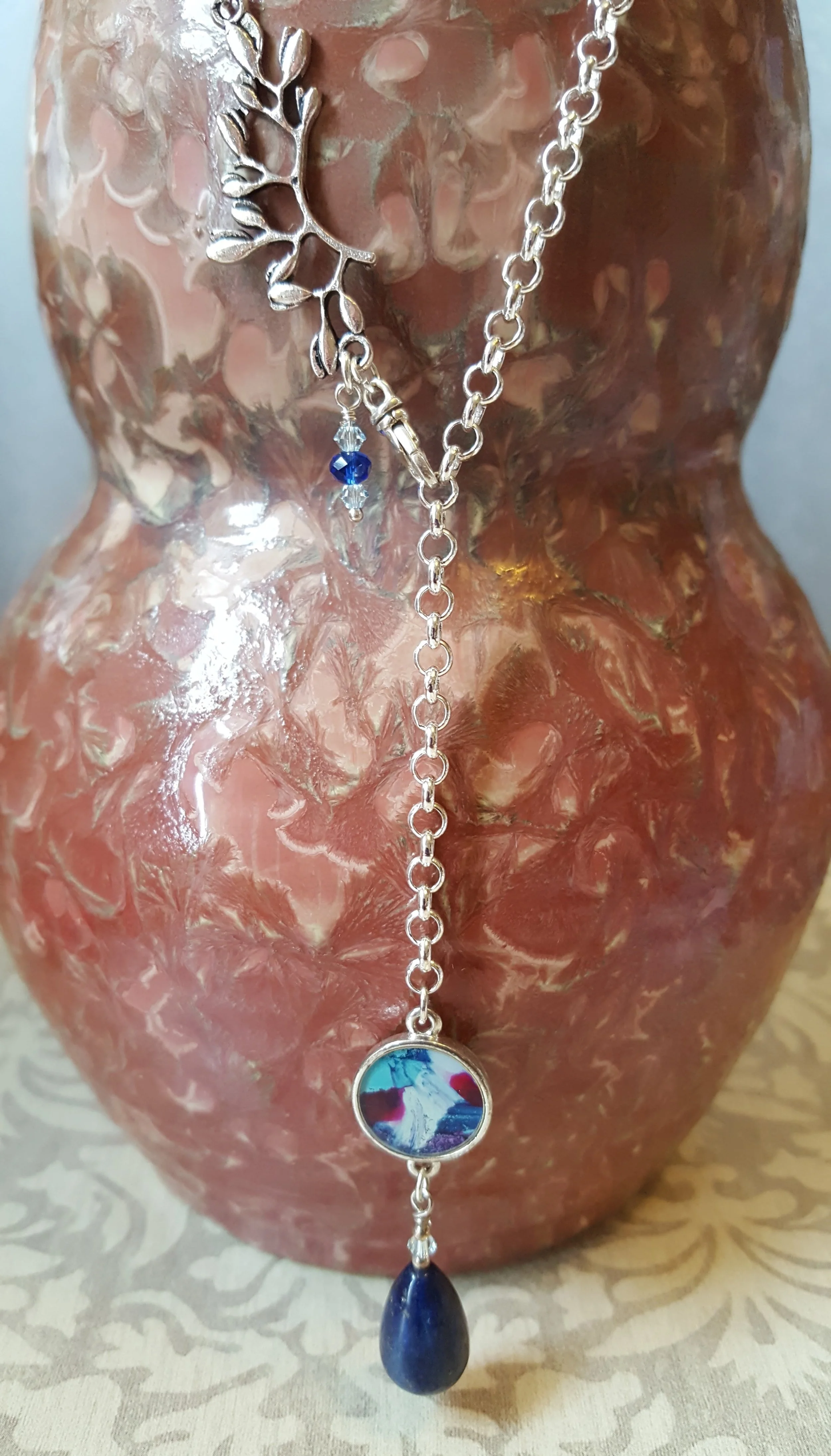 Silver, Resin and Lapis Y Necklace