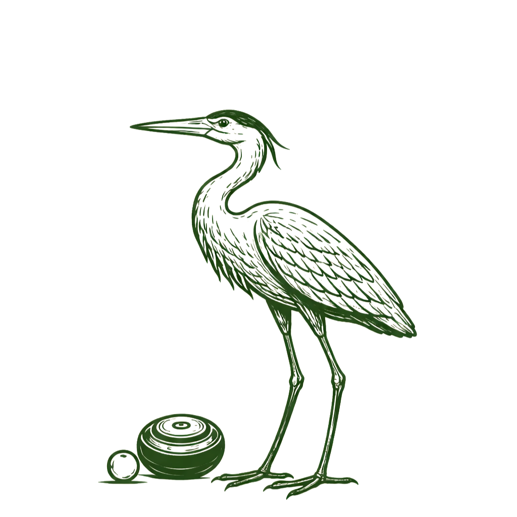 Heron Mascot with Lawn Bowls