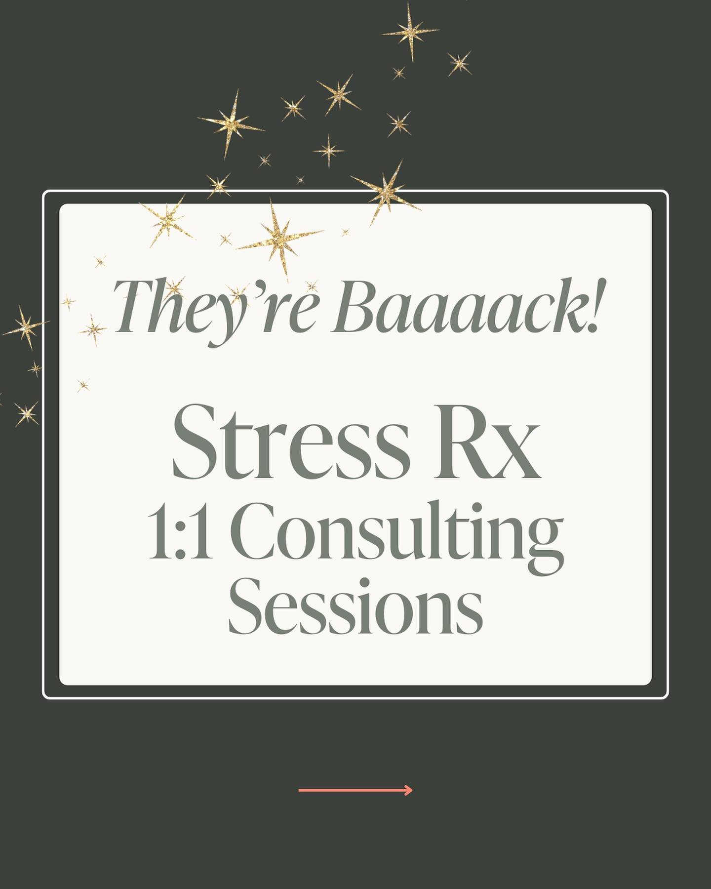 You&rsquo;ll get more clarity, focus, and relief in one hour than you&rsquo;ve had in the past year. 

Or so I&rsquo;ve been told by clients who&rsquo;ve jumped inside a Stress Rx 1:1 Consulting Session. 🤗

Not sure what that means for you? 

Here&r