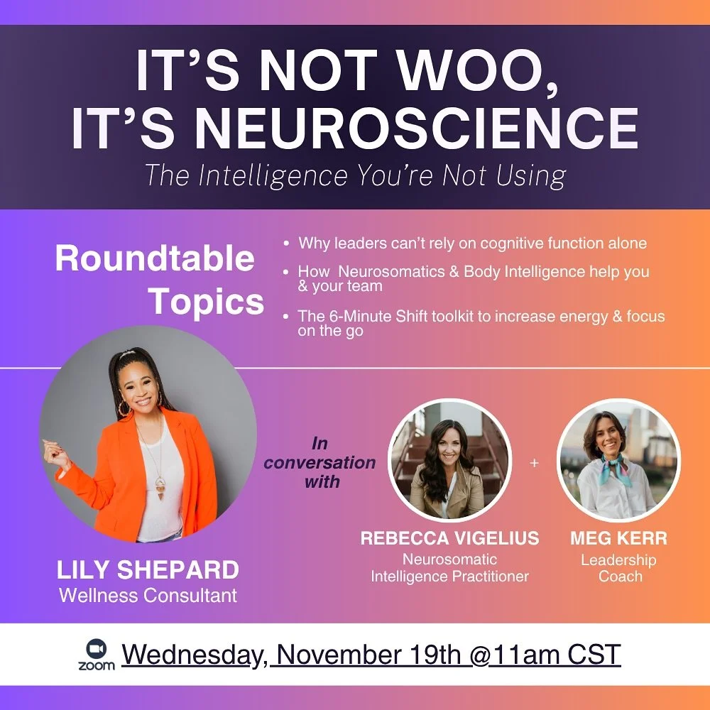 You&rsquo;ve seen it everywhere lately:

&ldquo;Nervous system regulation&rdquo;
&ldquo;Somatic work&rdquo;
&ldquo;Your body stores stress&rdquo;

But what does that actually mean in real life? 
At home, at work?
Why does your brain feel sharp one da