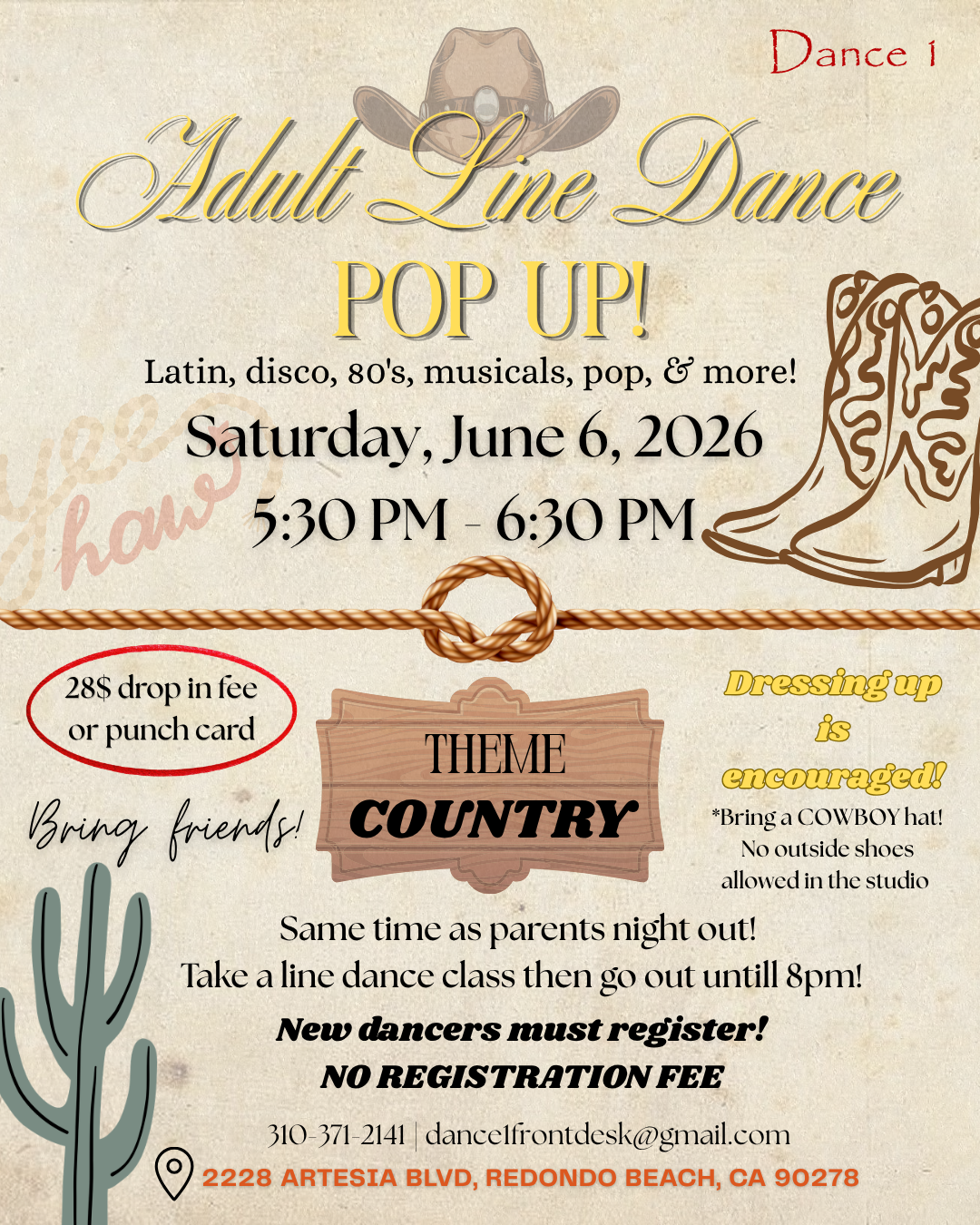 Adult Line Dance Monthly Pop-up!