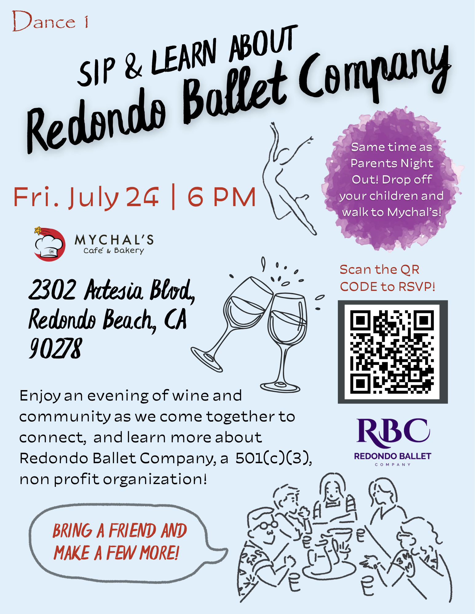 Dance 1 Invites You to "Sip and Learn" about Redondo Ballet Company!