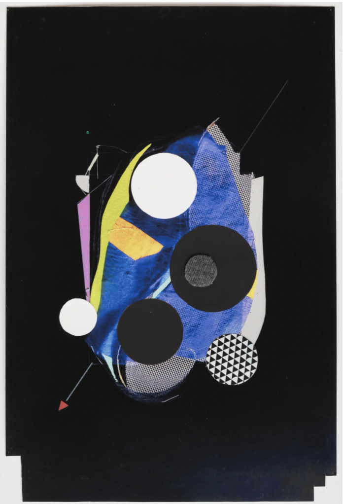 Carl E Hazlewood Black Lyricism, 2021, pigment ink, vinyl tape, pastel, color pencil, brad, Hahnemuhle paper, 37 x 25 inches