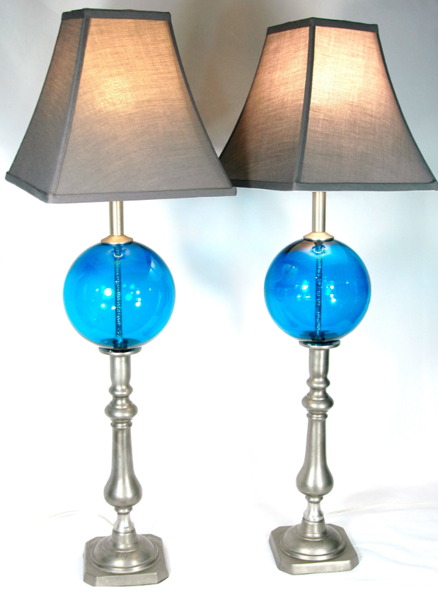 Blue Sphere Table Lamp (Pair)